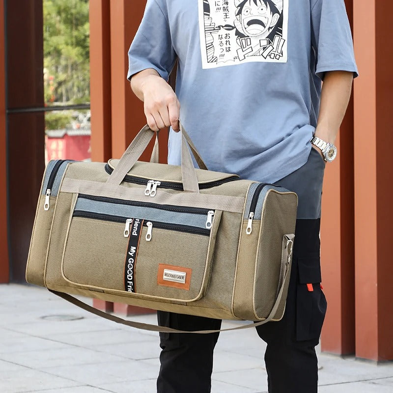 Travel Duffel Nylon Bag for Men and Women (Khaki) Luggage & Bags > Duffel Bags > Gym Duffel Bags - Tophatter Daily Deals