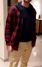 Men's Winter Hooded Plaid Wool Knit Cardigan - Tophatter Daily Deals