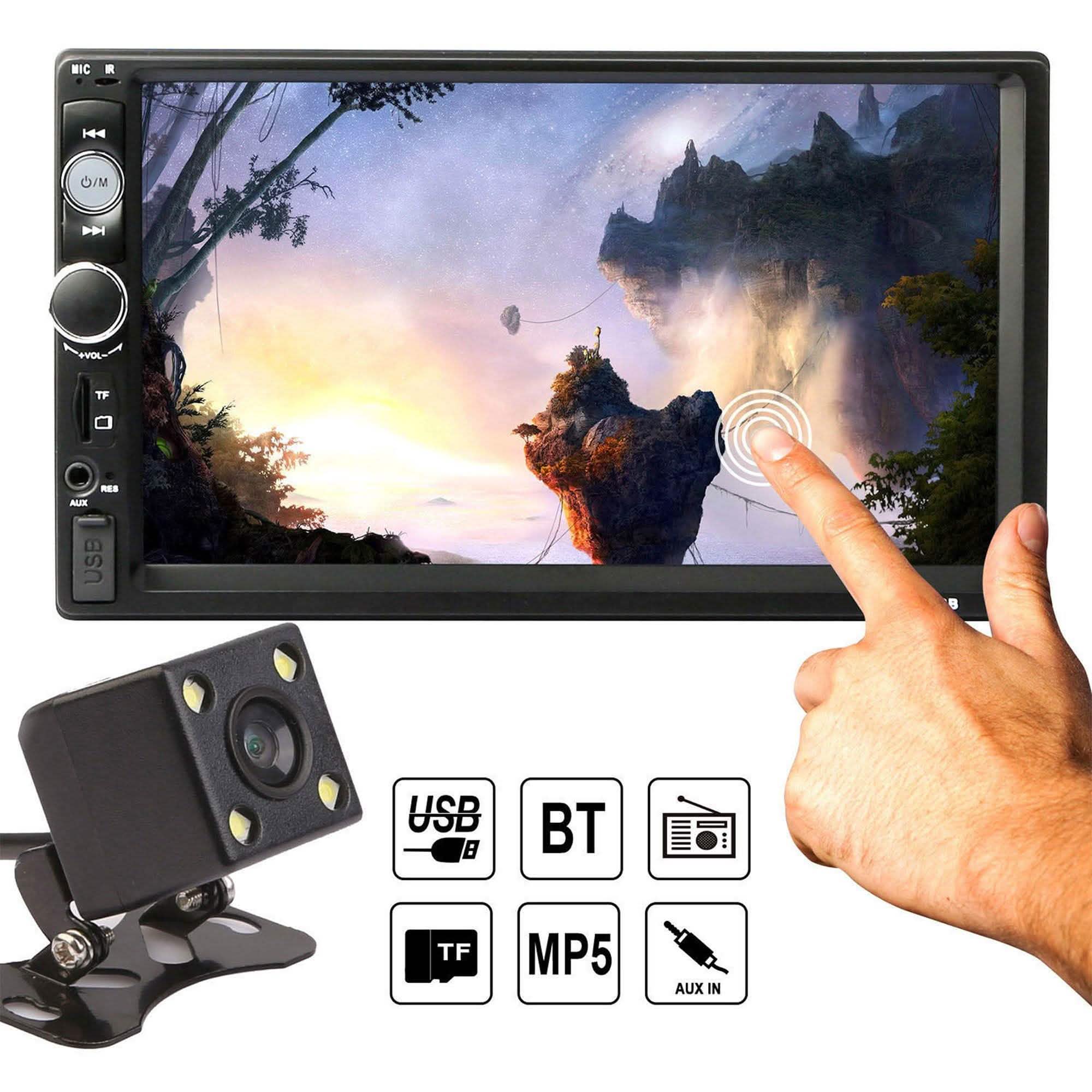 iMountek 7 Inches Universal Wireless Car MP5 Player with Rear View Camera Automotive - Tophatter Daily Deals