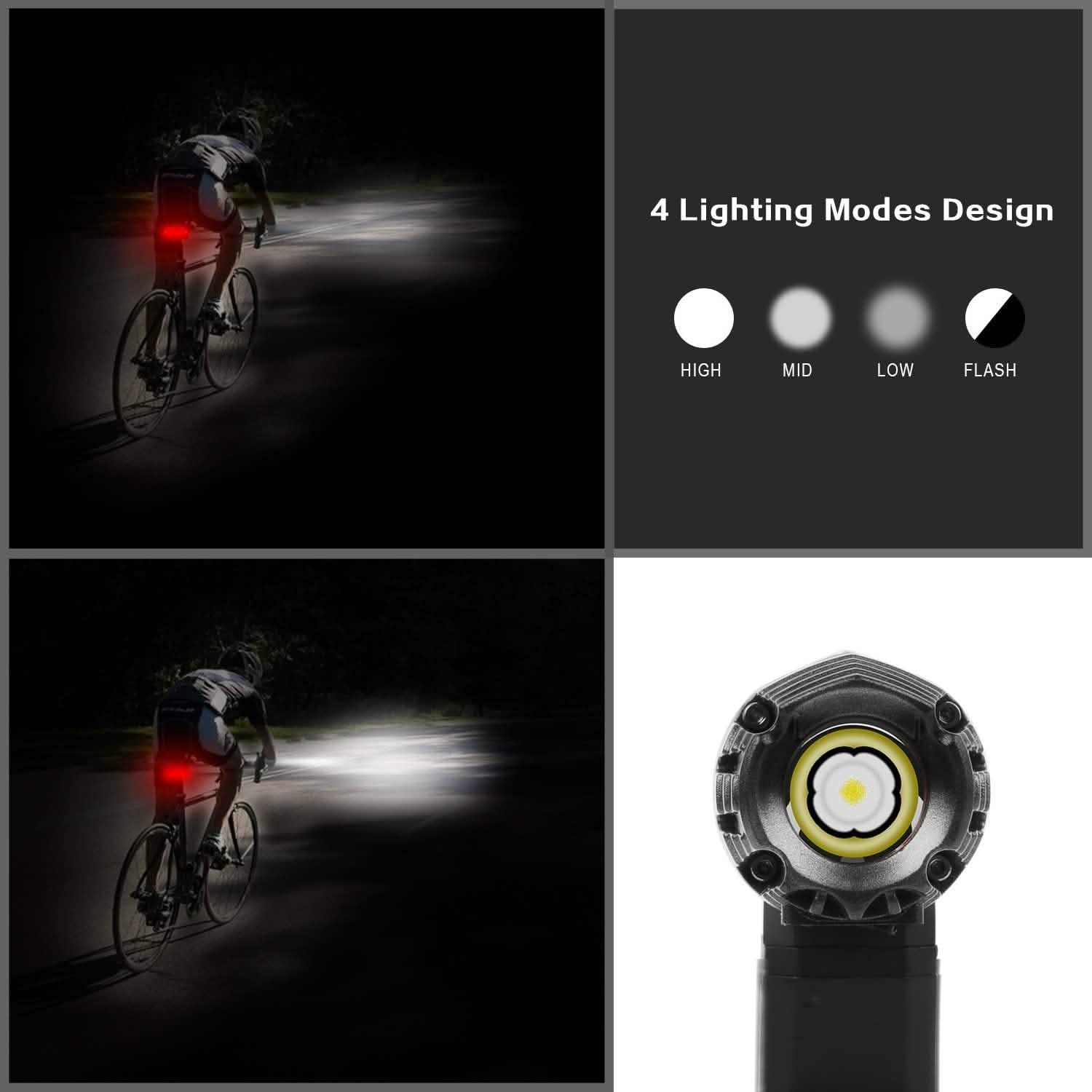 iMounTEK Bike Front Flashlight IPX4 Water-Resistant with Tail Warning/Safety LED Lamp Outdoor Recreation - Tophatter Daily Deals