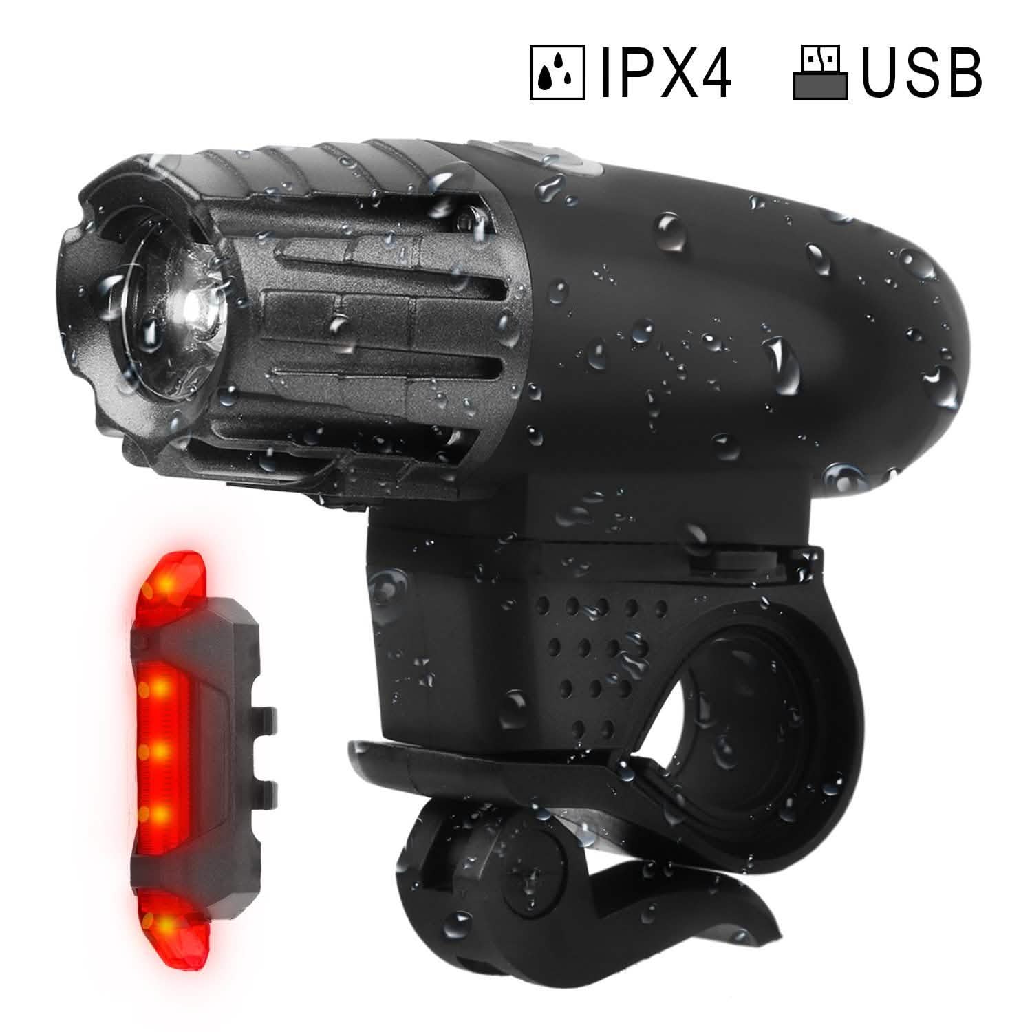 iMounTEK Bike Front Flashlight IPX4 Water-Resistant with Tail Warning/Safety LED Lamp Outdoor Recreation - Tophatter Daily Deals