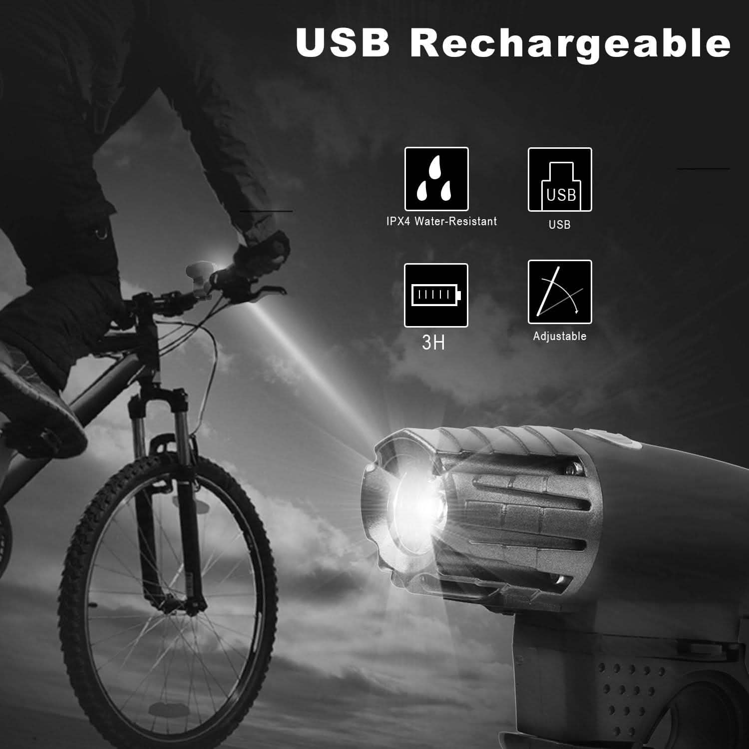 iMounTEK Bike Front Flashlight IPX4 Water-Resistant with Tail Warning/Safety LED Lamp Outdoor Recreation - Tophatter Daily Deals