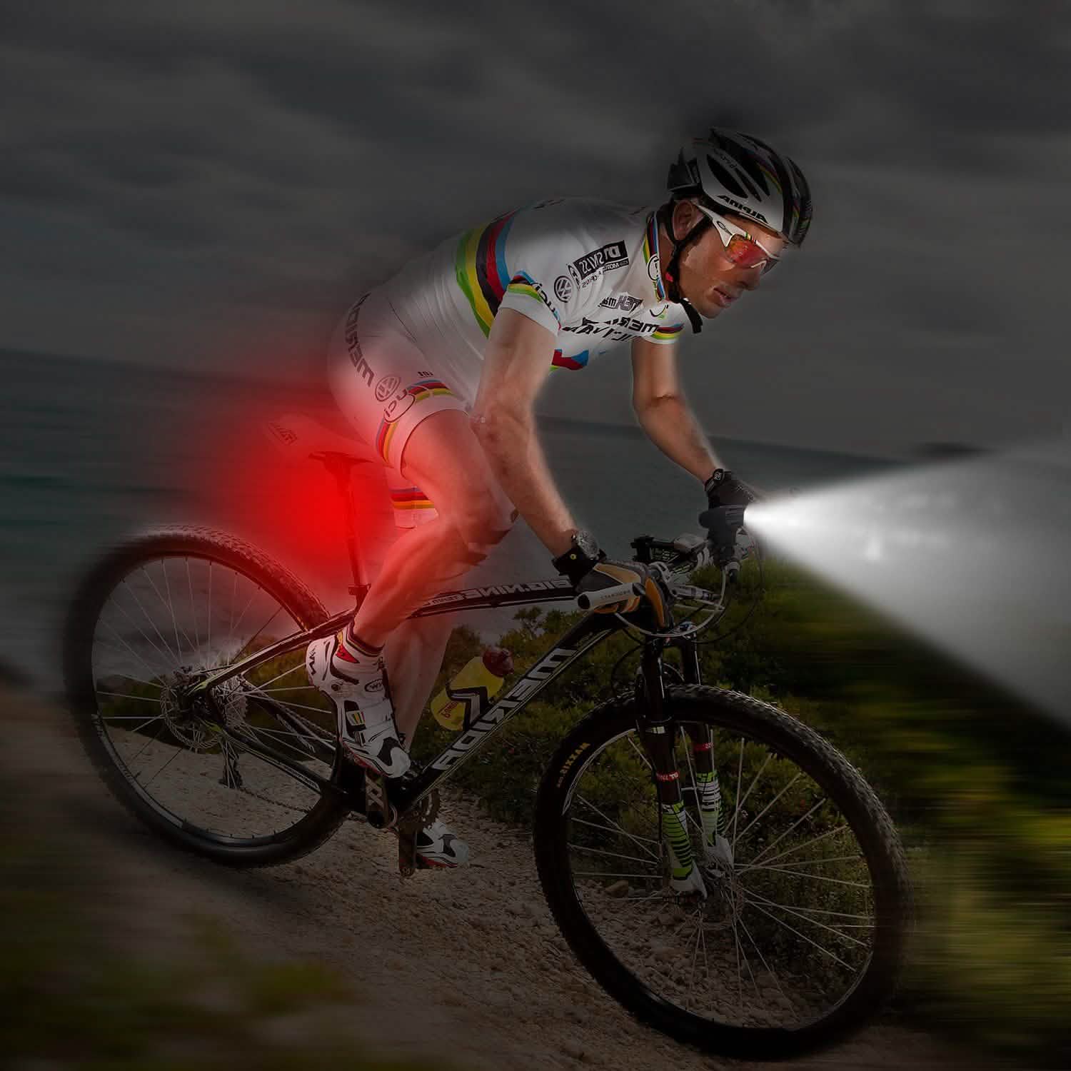 iMounTEK Bike Front Flashlight IPX4 Water-Resistant with Tail Warning/Safety LED Lamp Outdoor Recreation - Tophatter Daily Deals