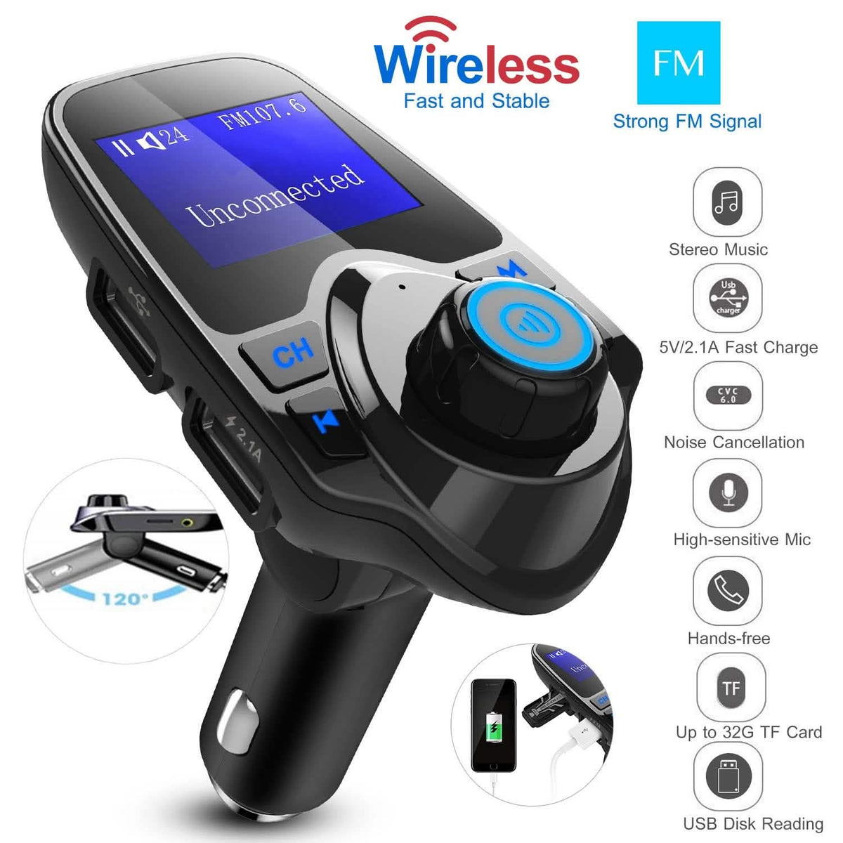 iMounTek Car Wireless FM Transmitter Automotive - Tophatter Daily Deals
