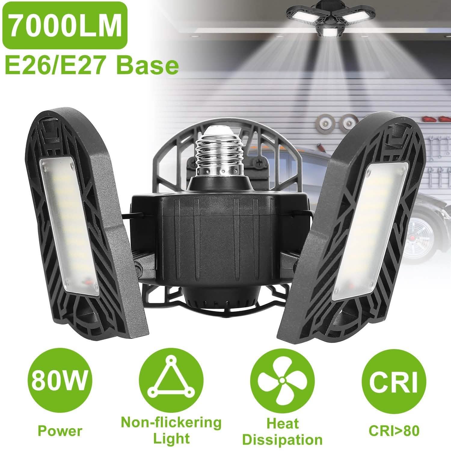 iMounTEK E26 /E27 80W 7000LM 6500K LED Garage Ceiling Light Indoor Lighting - Tophatter Daily Deals