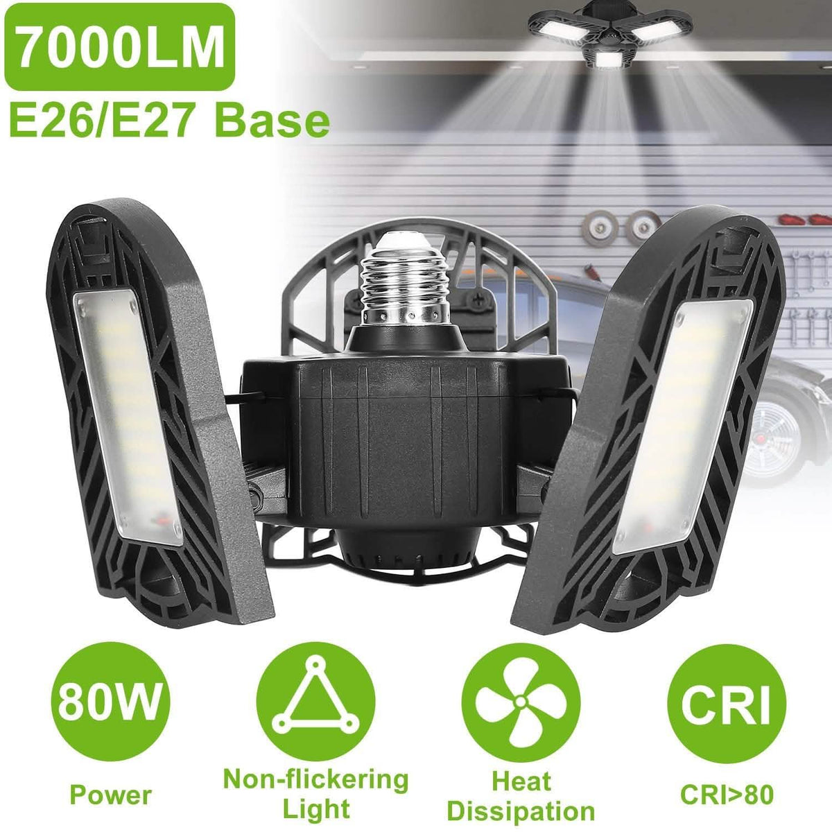 iMounTEK E26 /E27 80W 7000LM 6500K LED Garage Ceiling Light Indoor Lighting - Tophatter Daily Deals