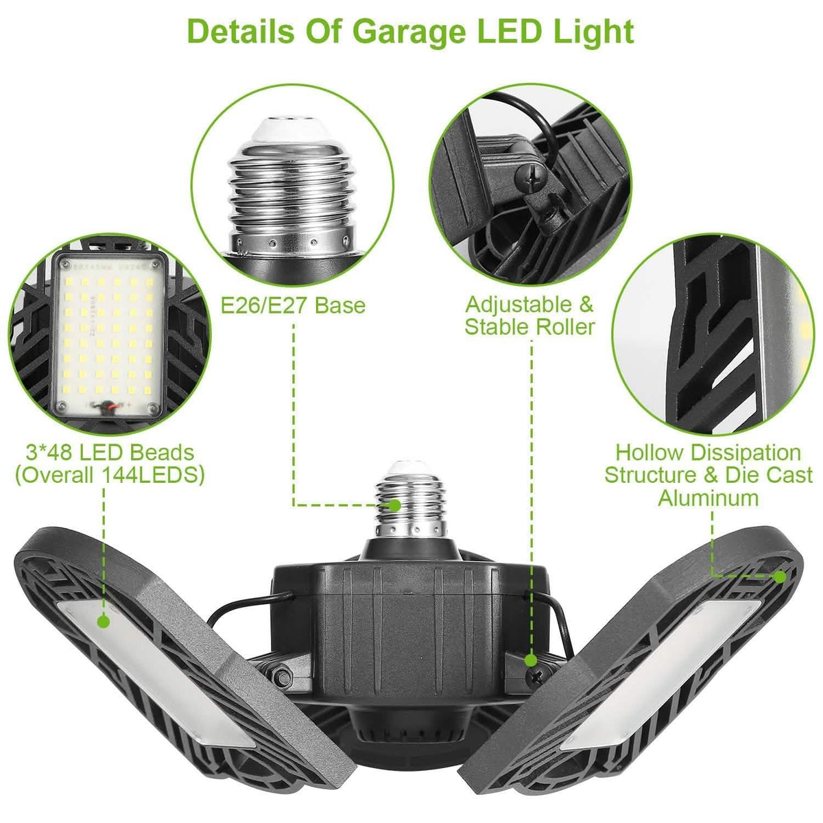 iMounTEK E26 /E27 80W 7000LM 6500K LED Garage Ceiling Light Indoor Lighting - Tophatter Daily Deals