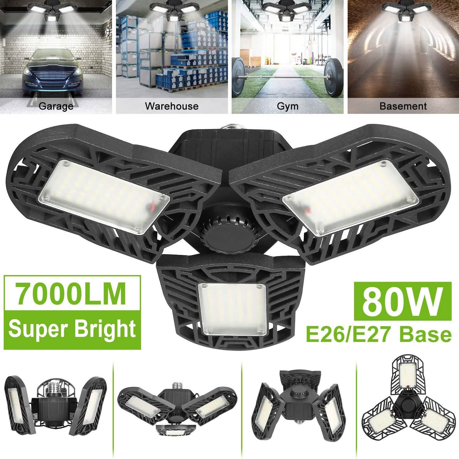 iMounTEK E26 /E27 80W 7000LM 6500K LED Garage Ceiling Light Indoor Lighting - Tophatter Daily Deals