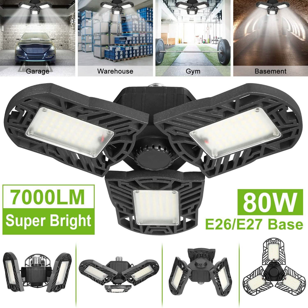 iMounTEK E26 /E27 80W 7000LM 6500K LED Garage Ceiling Light Indoor Lighting - Tophatter Daily Deals
