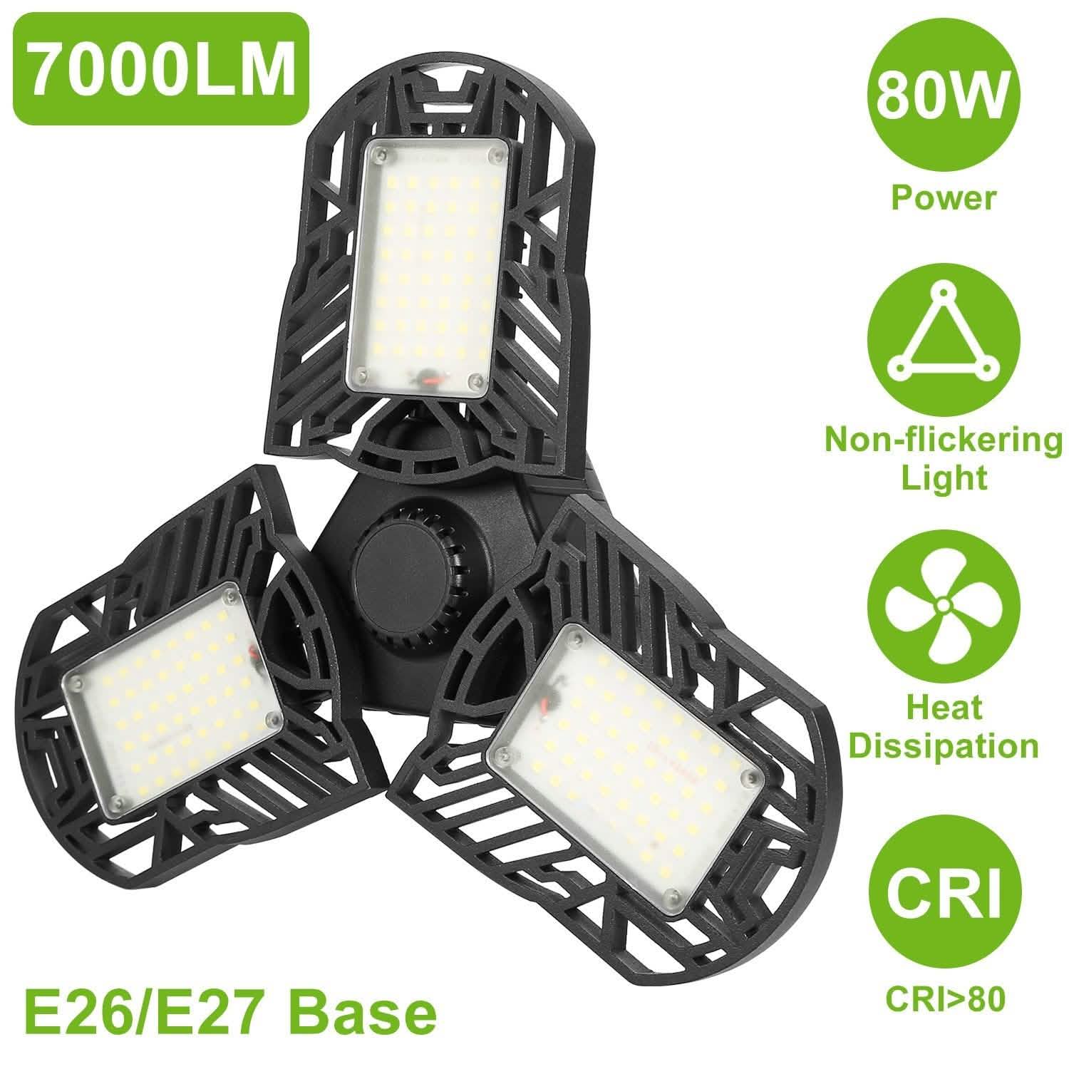 iMounTEK E26 /E27 80W 7000LM 6500K LED Garage Ceiling Light Indoor Lighting - Tophatter Daily Deals