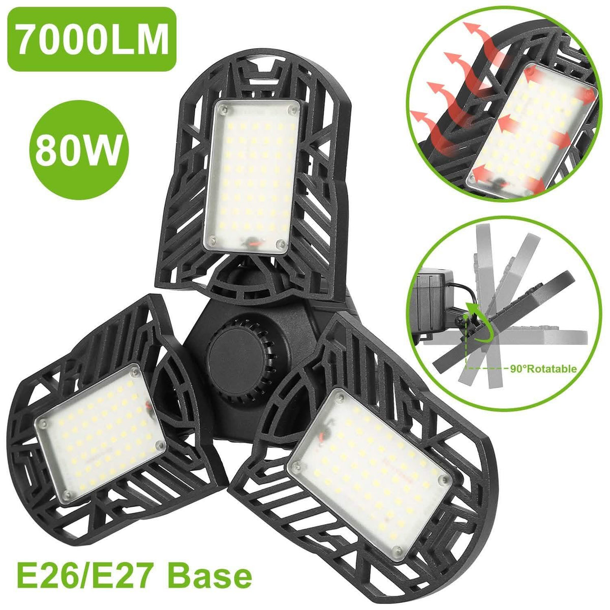 iMounTEK E26 /E27 80W 7000LM 6500K LED Garage Ceiling Light Indoor Lighting - Tophatter Daily Deals