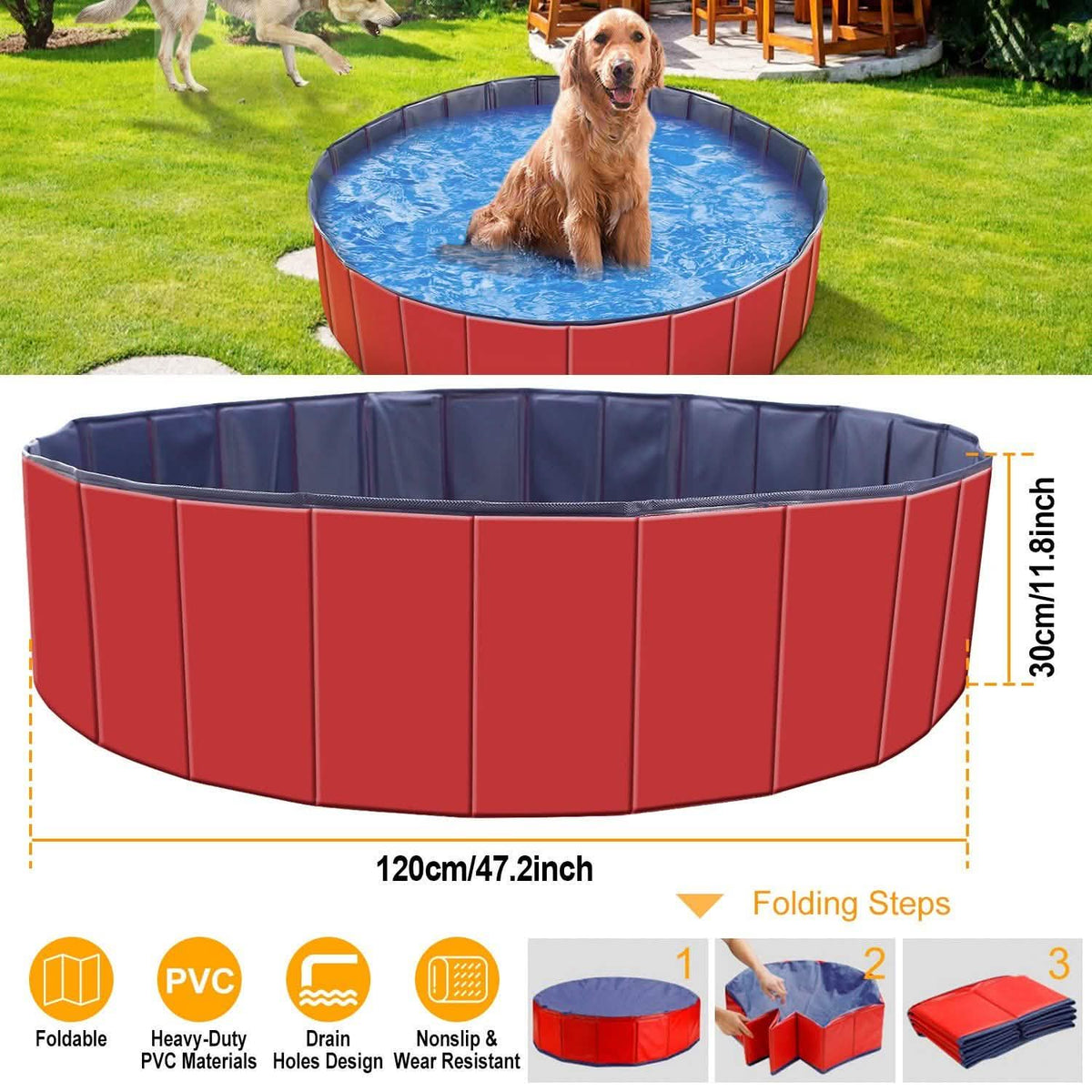 iMounTEK Foldable Pet Swimming Pool Pet Supplies - Tophatter Daily Deals