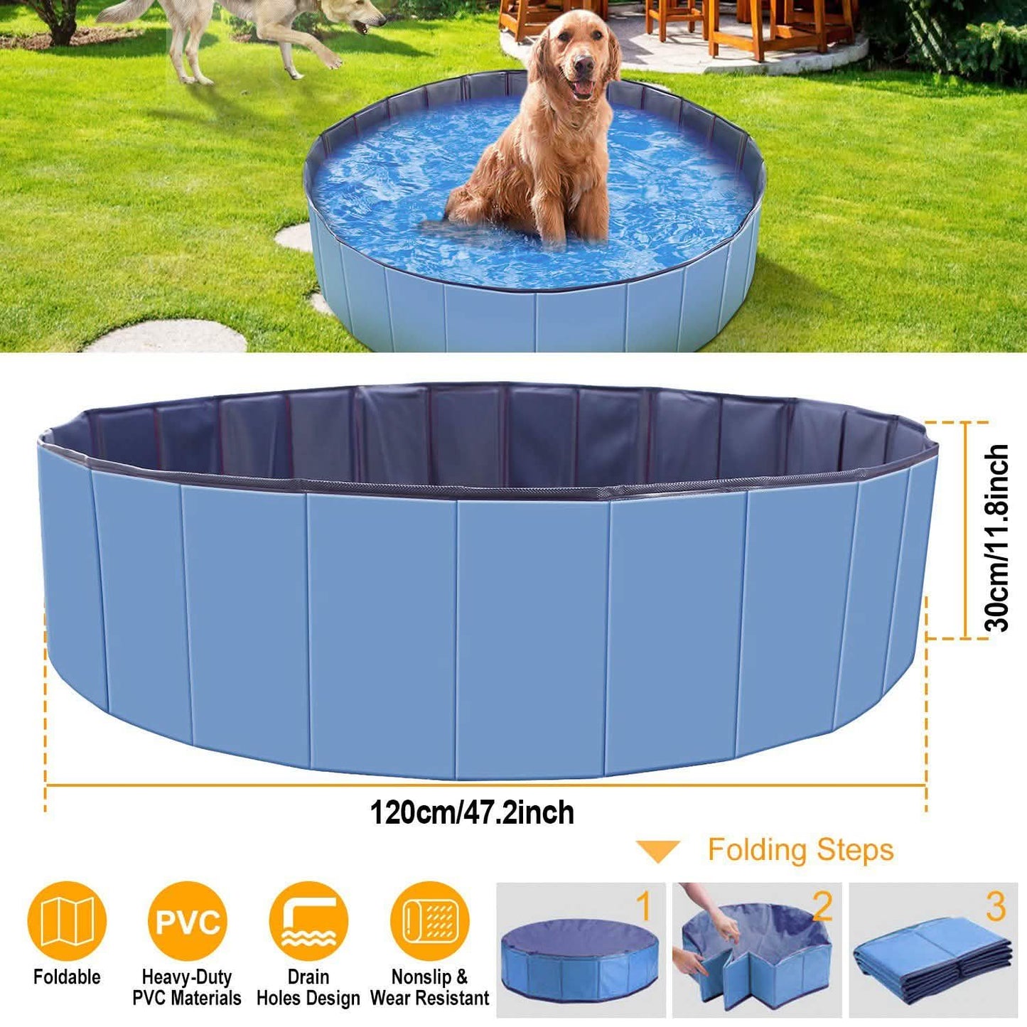 iMounTEK Foldable Pet Swimming Pool Pet Supplies - Tophatter Daily Deals