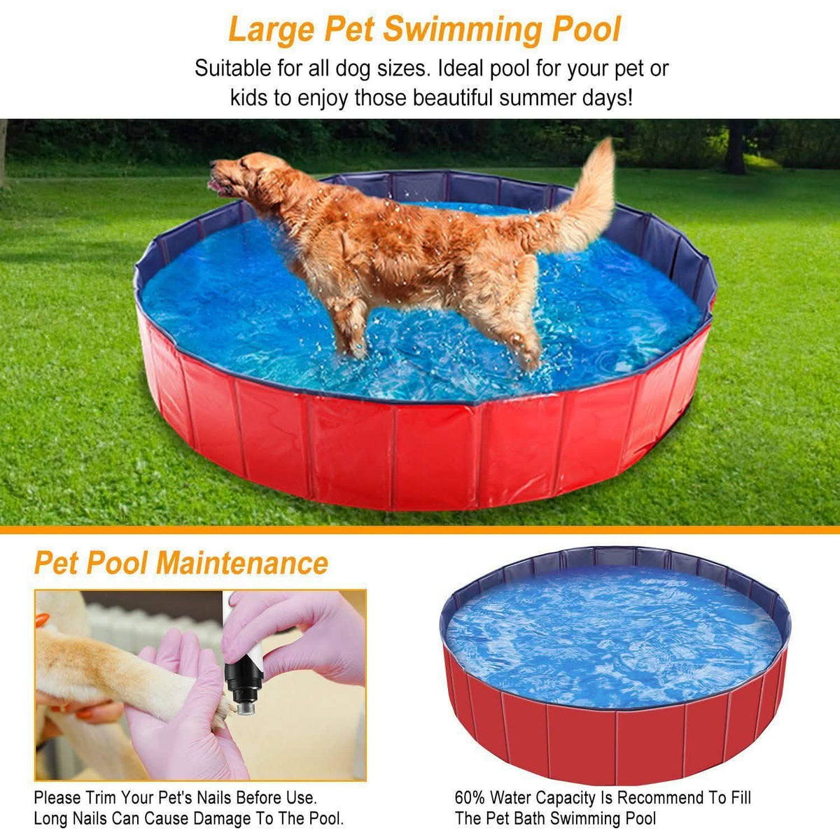 iMounTEK Foldable Pet Swimming Pool Pet Supplies - Tophatter Daily Deals