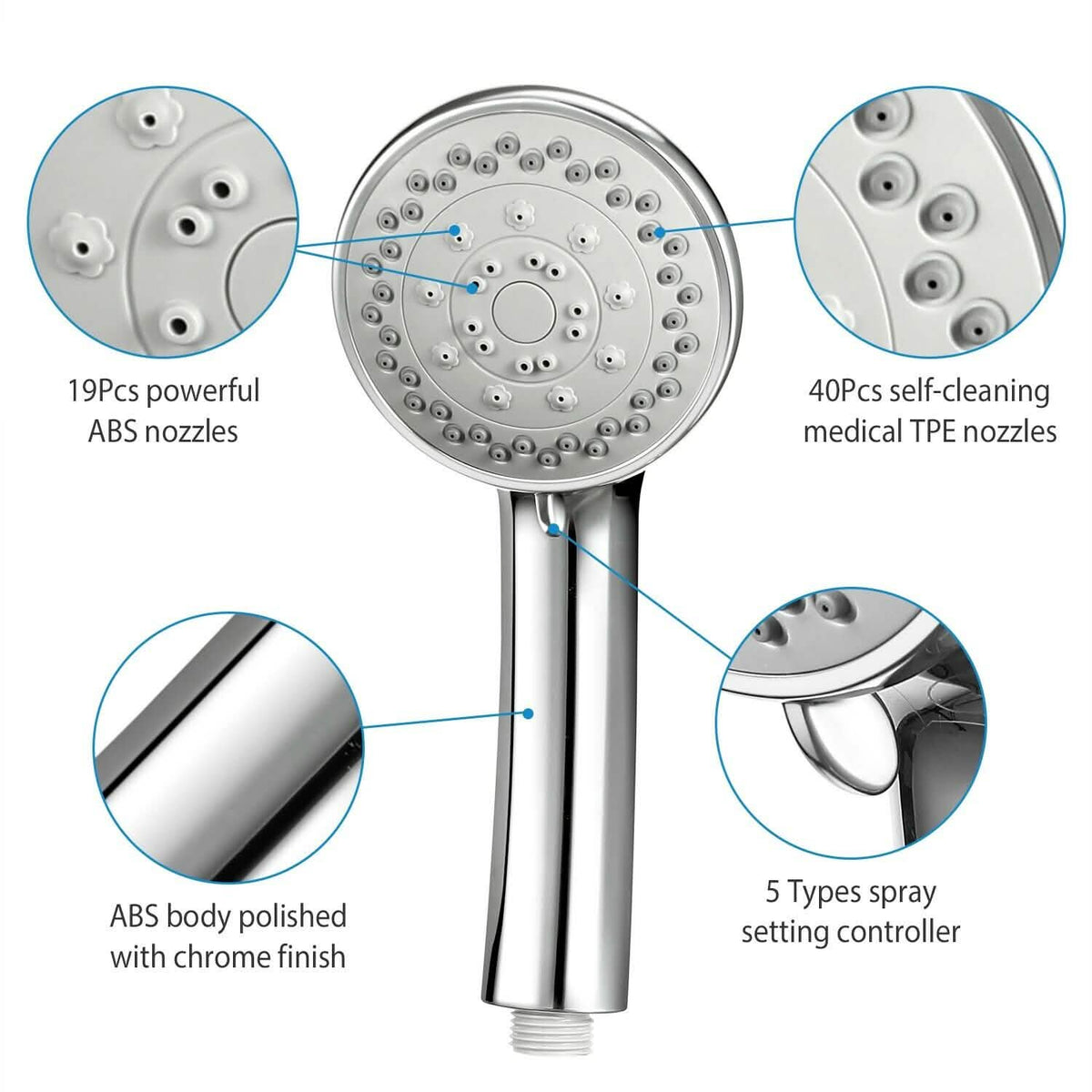 iMountek Handheld Stainless Shower Hand Bath - Tophatter Daily Deals