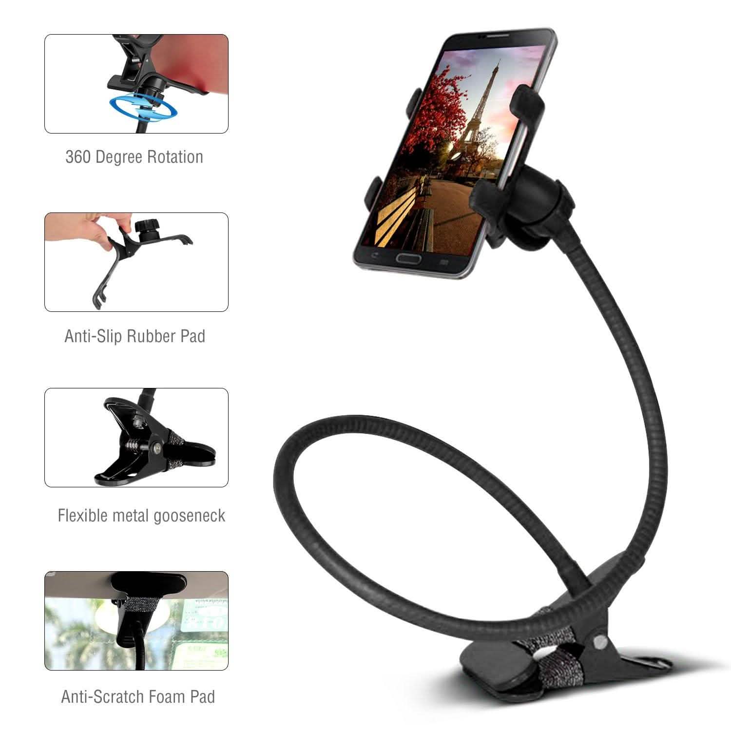 iMountek Lazy Bracket 360 Degree Rotation Gooseneck Clip Mobile Accessories - Tophatter Daily Deals