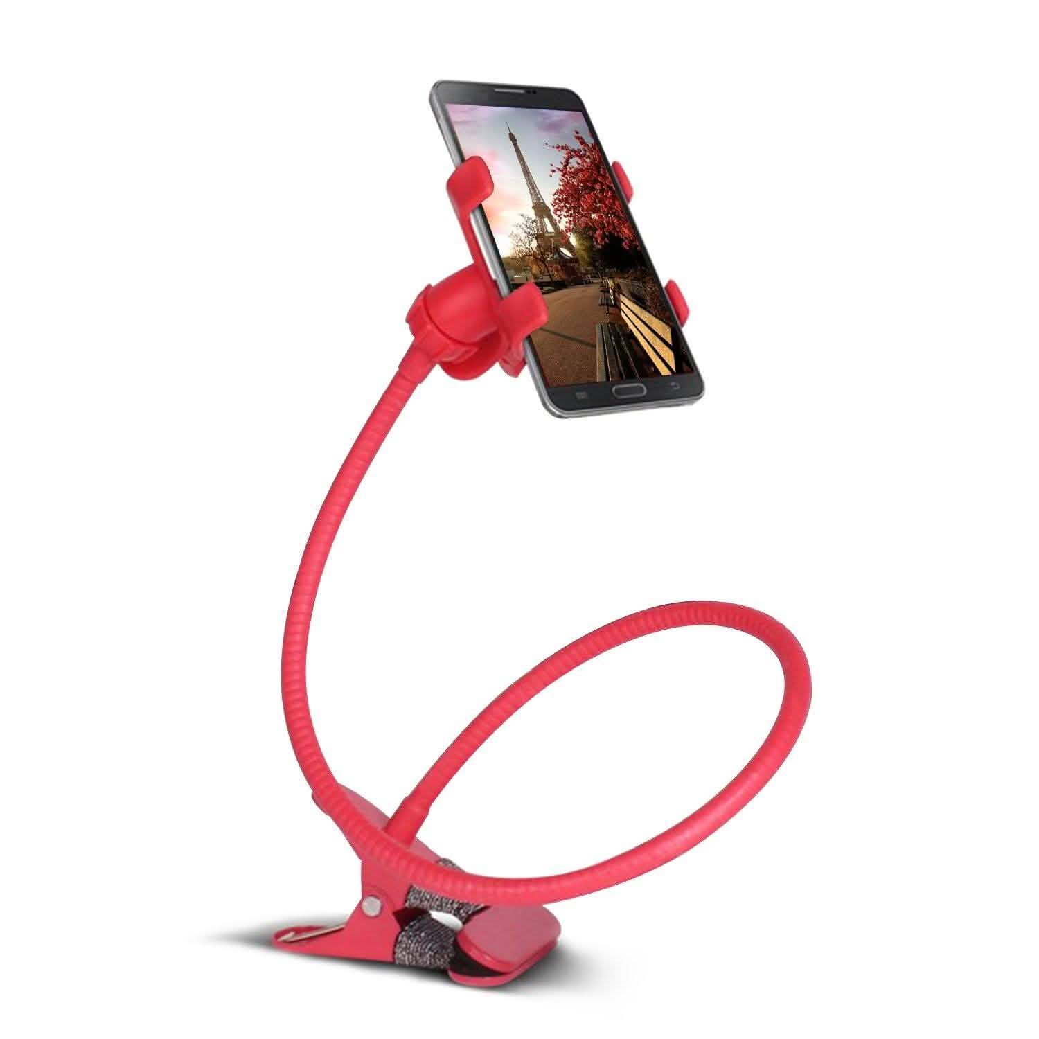 iMountek Lazy Bracket 360 Degree Rotation Gooseneck Clip Red Mobile Accessories - Tophatter Daily Deals