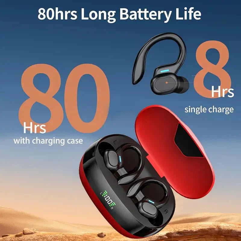 In-Ear Headphones With Noise Cancelling Mic, Sport Earhook & LED Display In-Ear Headphones - Tophatter Daily Deals