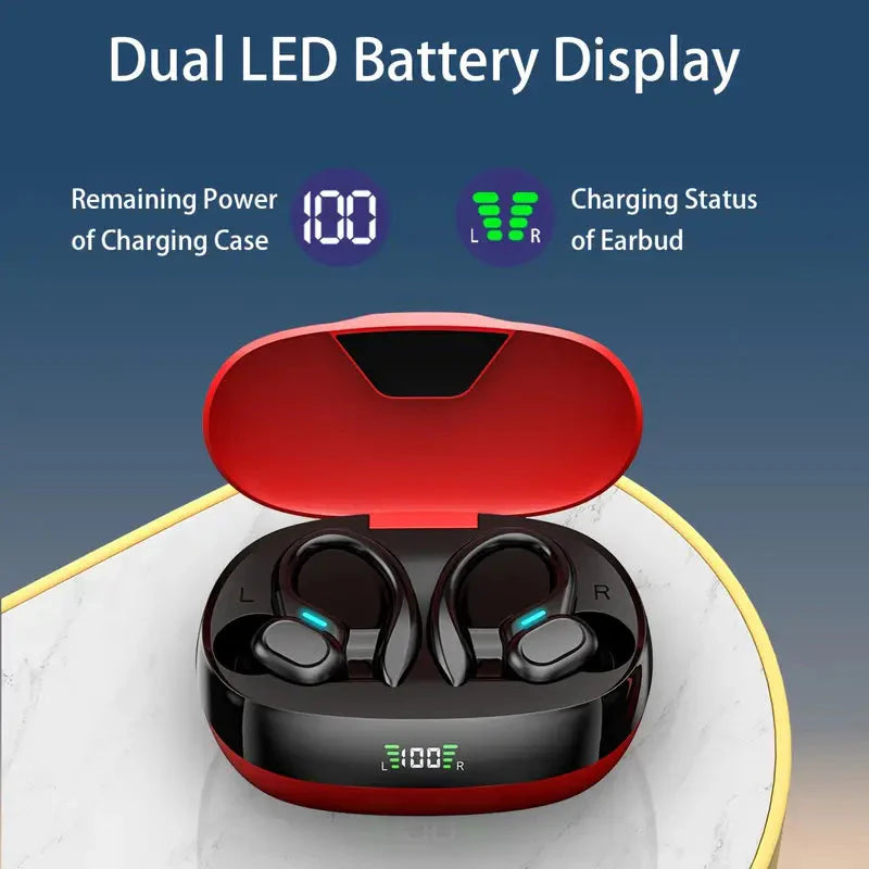 In-Ear Headphones With Noise Cancelling Mic, Sport Earhook & LED Display In-Ear Headphones - Tophatter Daily Deals