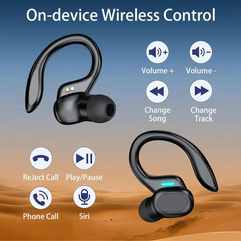 In-Ear Headphones With Noise Cancelling Mic, Sport Earhook & LED Display In-Ear Headphones - Tophatter Daily Deals
