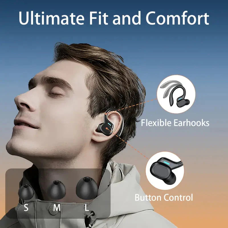 In-Ear Headphones With Noise Cancelling Mic, Sport Earhook & LED Display In-Ear Headphones - Tophatter Daily Deals