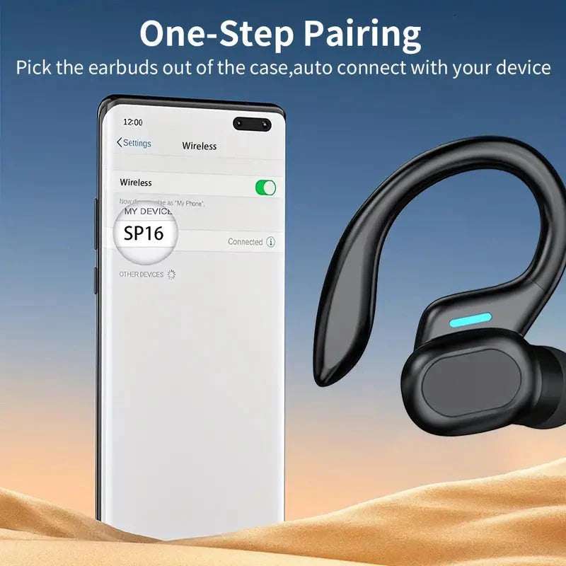 In-Ear Headphones With Noise Cancelling Mic, Sport Earhook & LED Display In-Ear Headphones - Tophatter Daily Deals