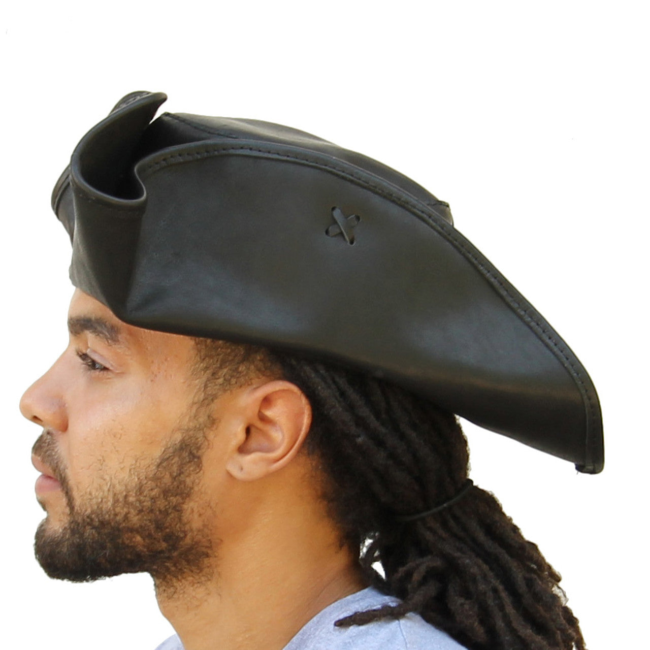 Terror at Sea Leather Jolly Roger Tricorne Hat Historical Period - Tophatter Daily Deals