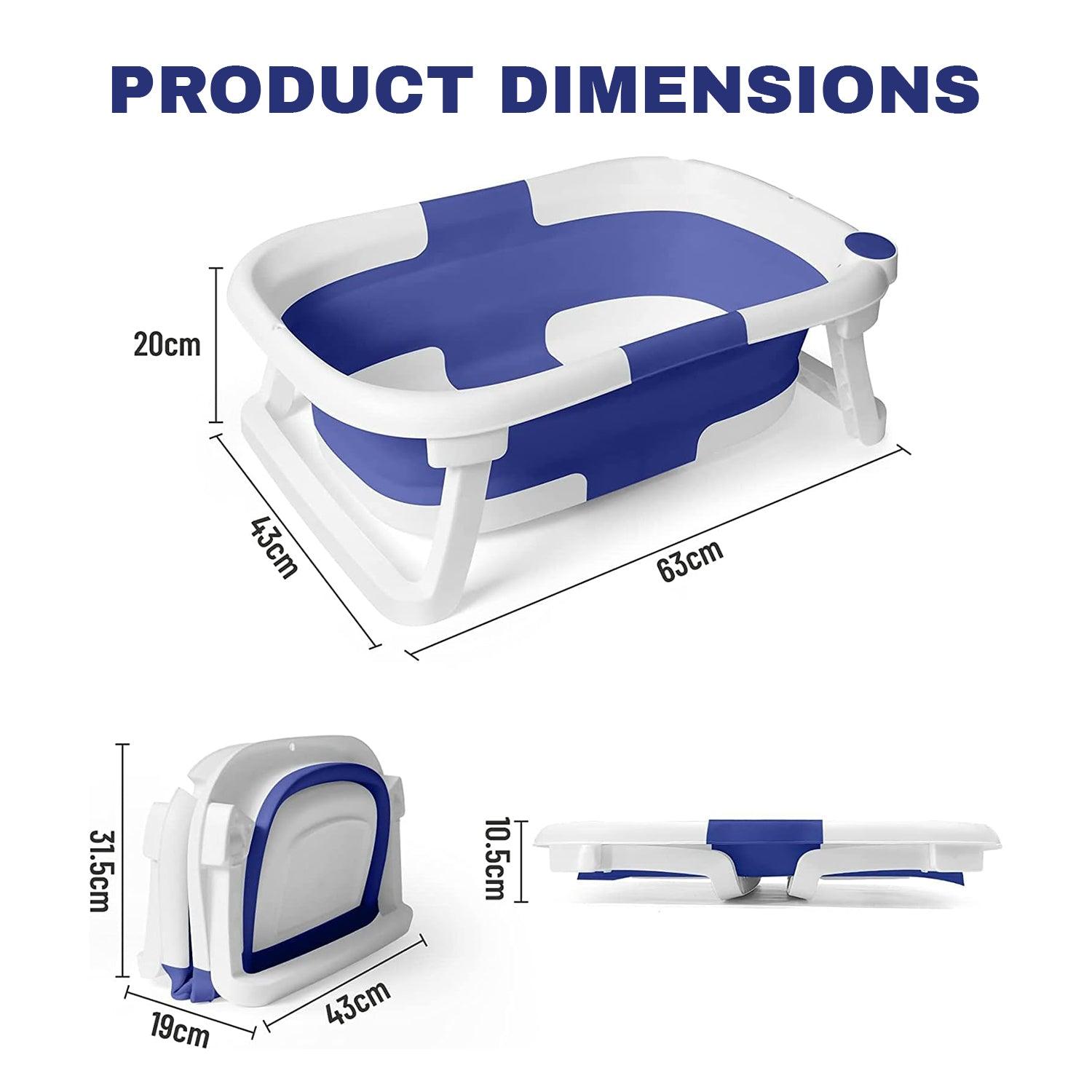 Baby Bath Tub - Foldable Child Bathtub With Thermometer & Bathtub Cushion & Bath Net Baby Health & Grooming Kits - Tophatter Daily Deals