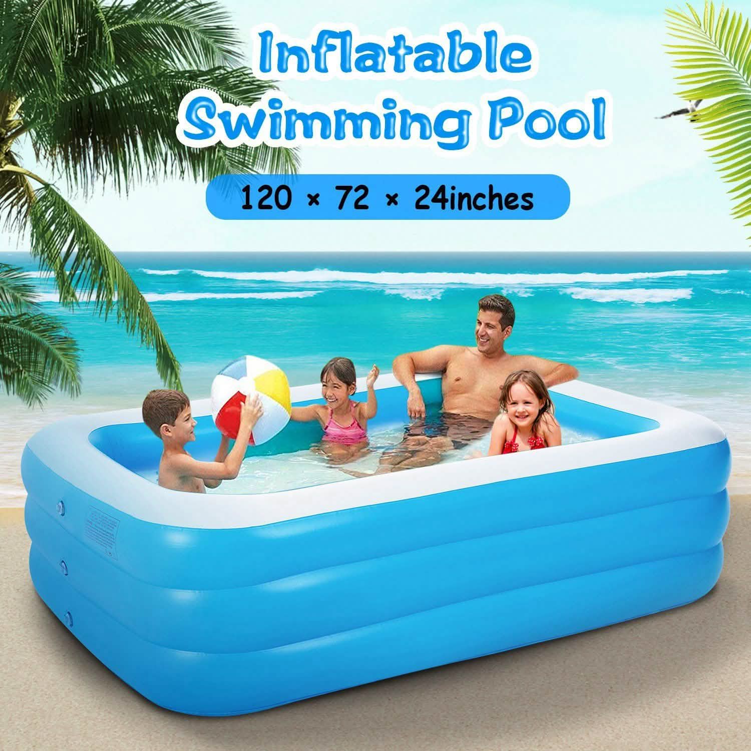 Inflatable Family Swimming Pool Outdoor Recreation - Tophatter Daily Deals