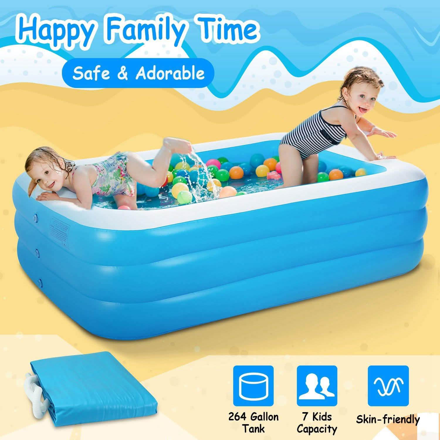 Inflatable Family Swimming Pool Outdoor Recreation - Tophatter Daily Deals