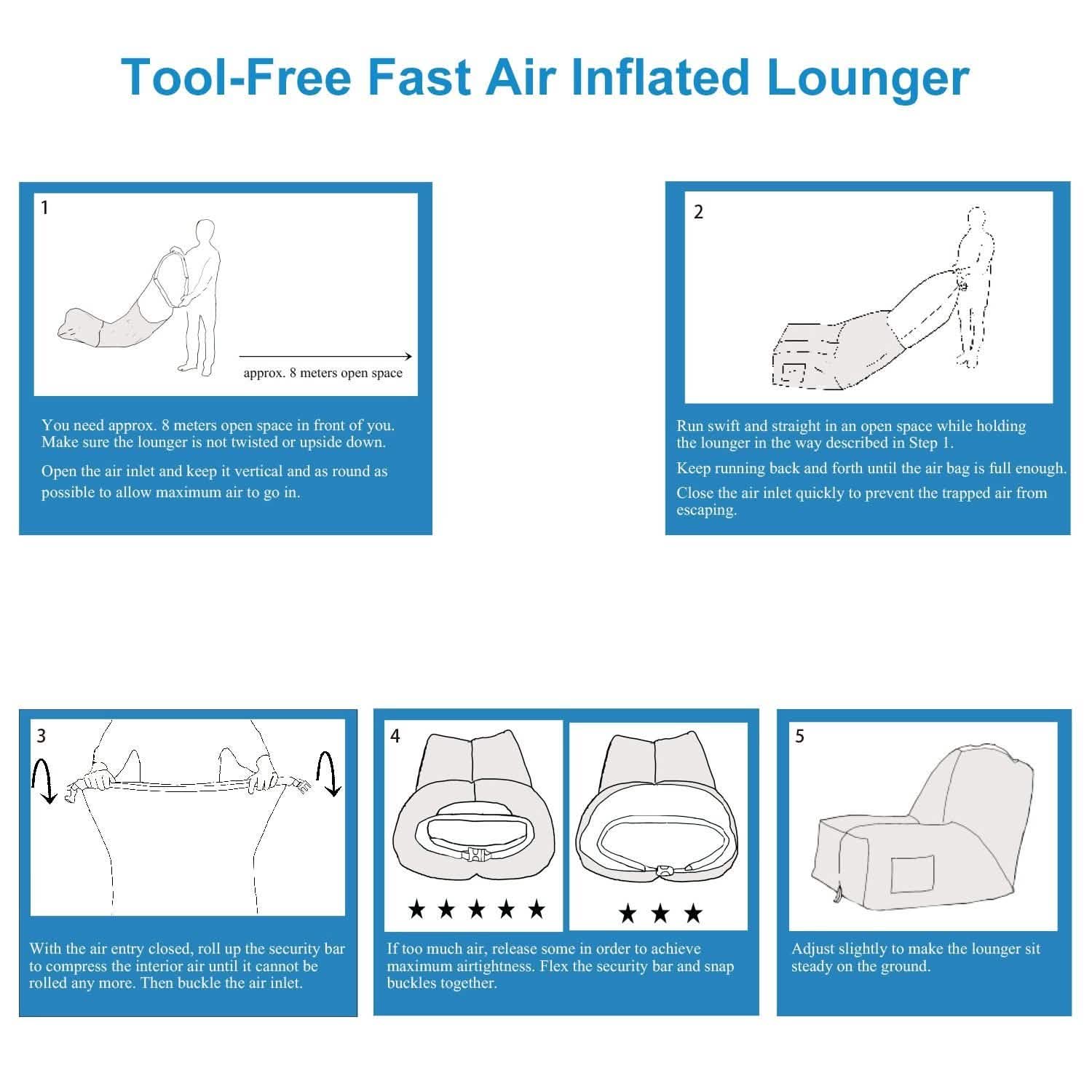 Inflatable Lounger Air Sofa Chair Couch with Portable Organizing Bag Outdoor Recreation - Tophatter Daily Deals