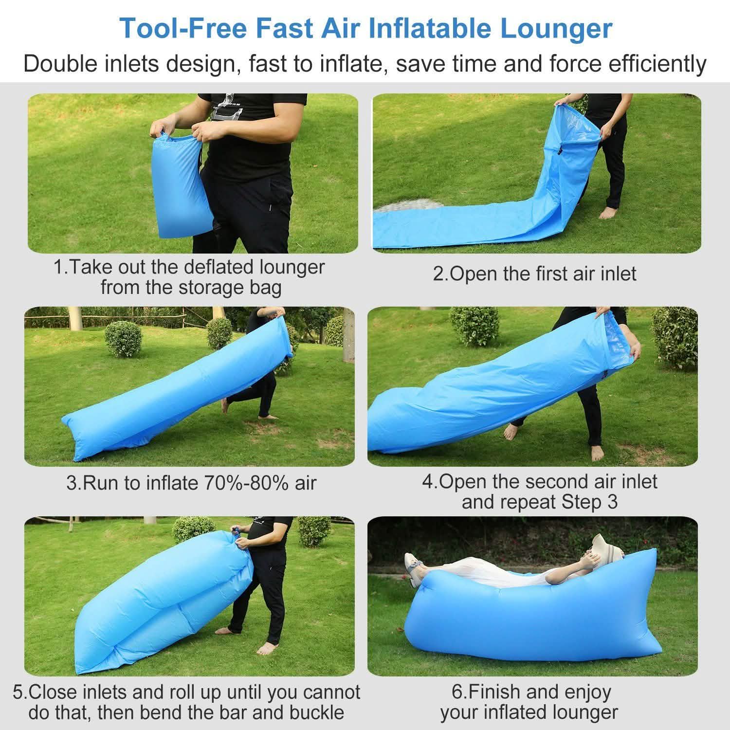 Inflatable Lounger Air Sofa Lazy Bed Sofa Outdoor Recreation - Tophatter Daily Deals
