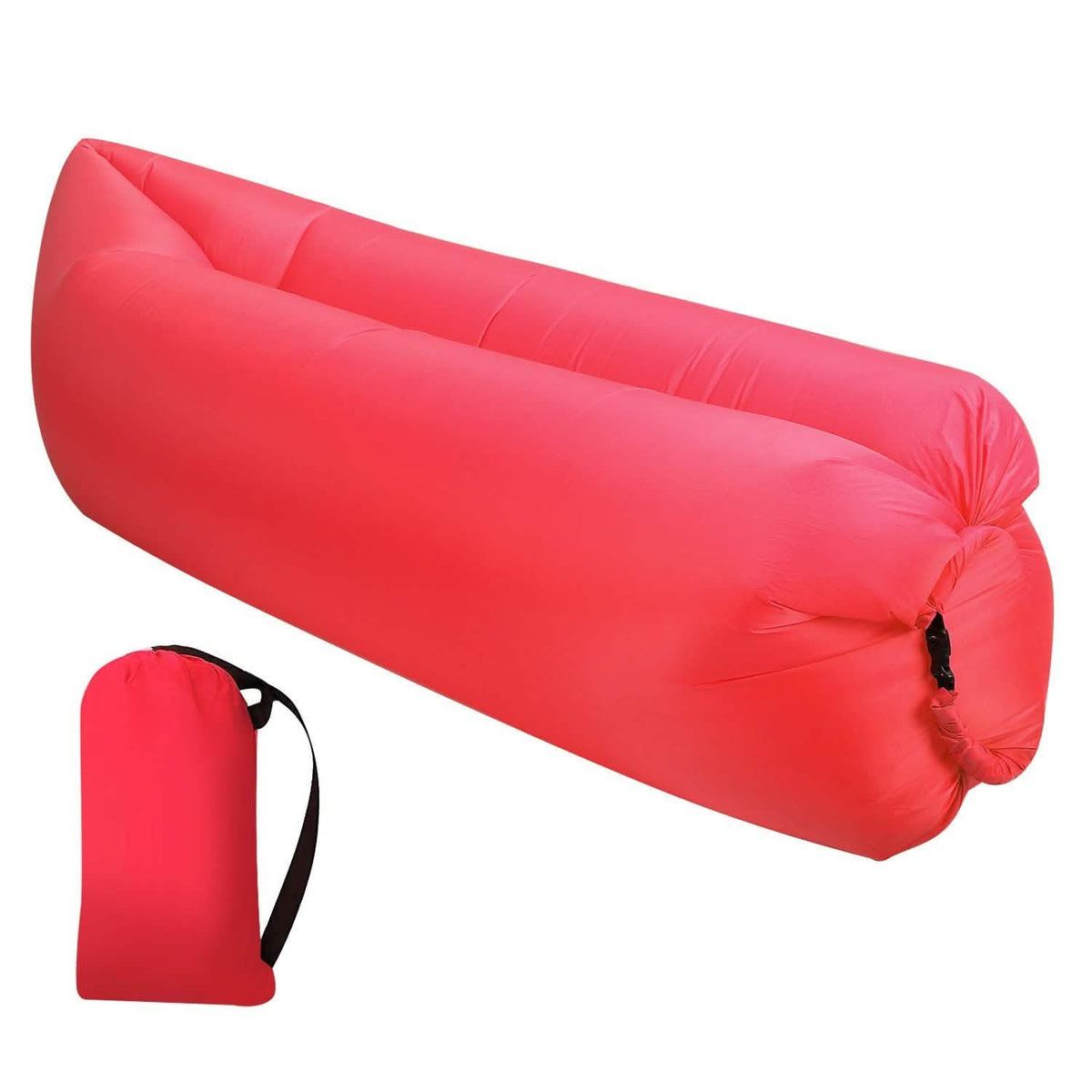 Inflatable Lounger Air Sofa Lazy Bed Sofa Red Outdoor Recreation - Tophatter Daily Deals