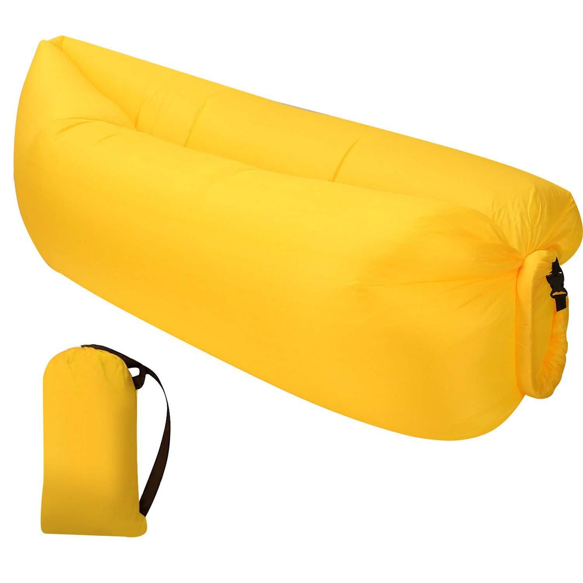 Inflatable Lounger Air Sofa Lazy Bed Sofa Yellow Outdoor Recreation - Tophatter Daily Deals