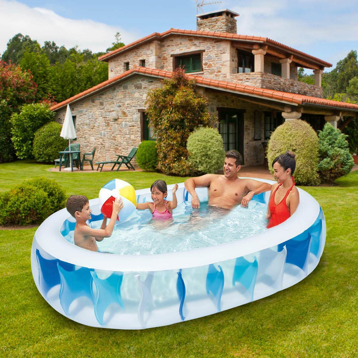 Inflatable Swimming Pool - 90x60x20" Outdoor Recreation - Tophatter Daily Deals