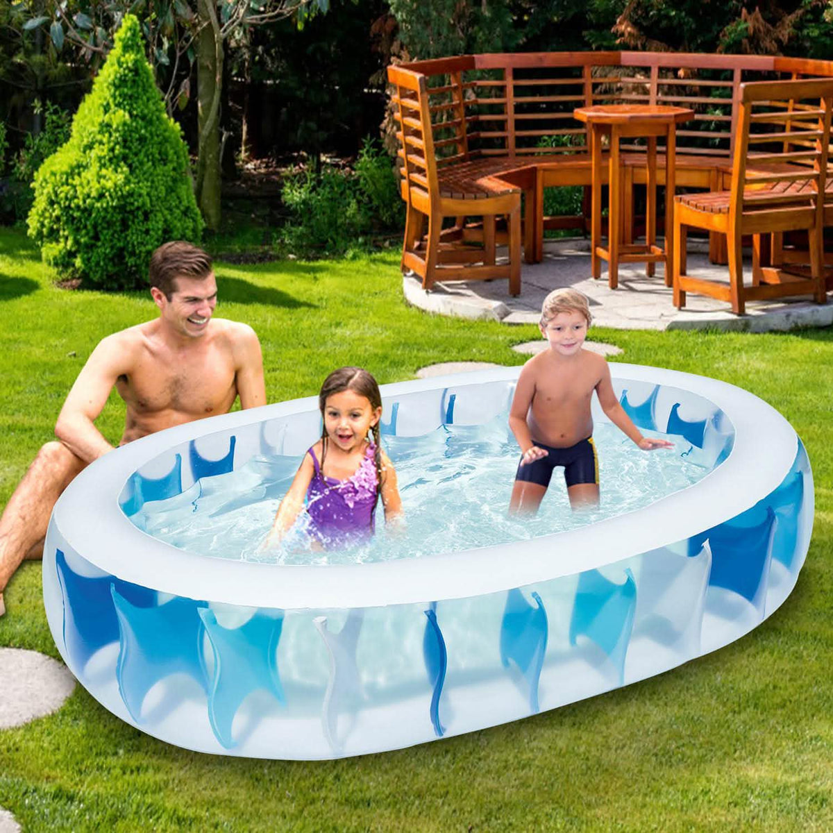 Inflatable Swimming Pool - 90x60x20" Outdoor Recreation - Tophatter Daily Deals