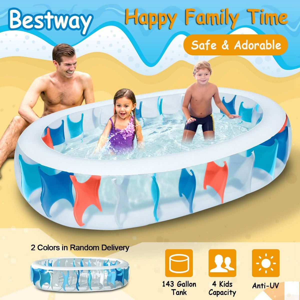 Inflatable Swimming Pool - 90x60x20" Outdoor Recreation - Tophatter Daily Deals