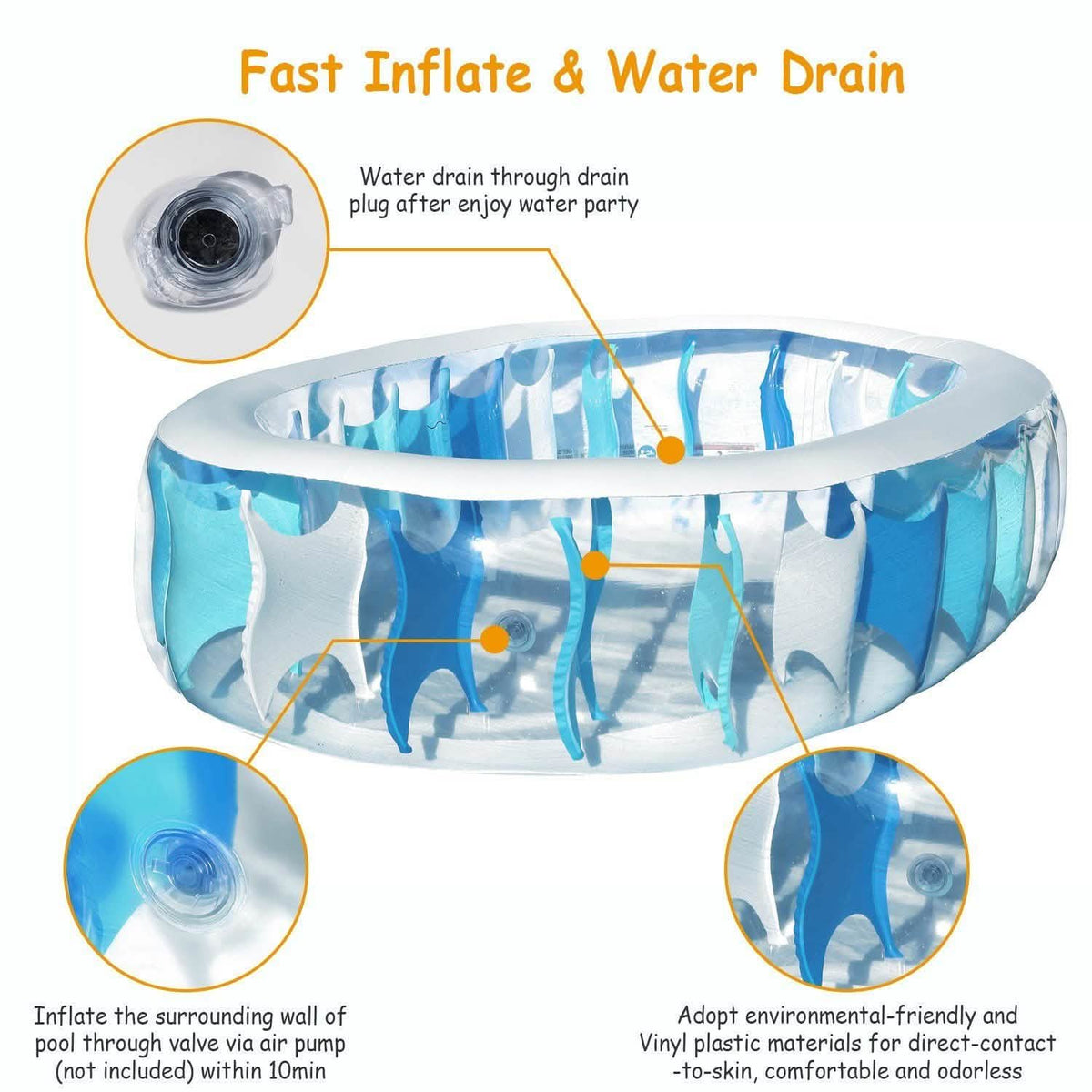 Inflatable Swimming Pool - 90x60x20" Outdoor Recreation - Tophatter Daily Deals