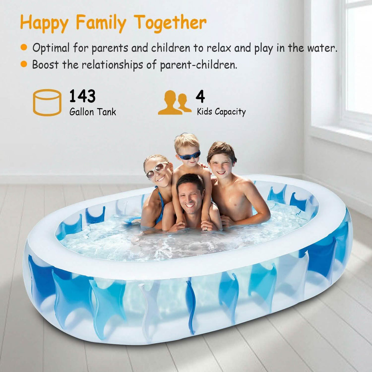 Inflatable Swimming Pool - 90x60x20" Outdoor Recreation - Tophatter Daily Deals