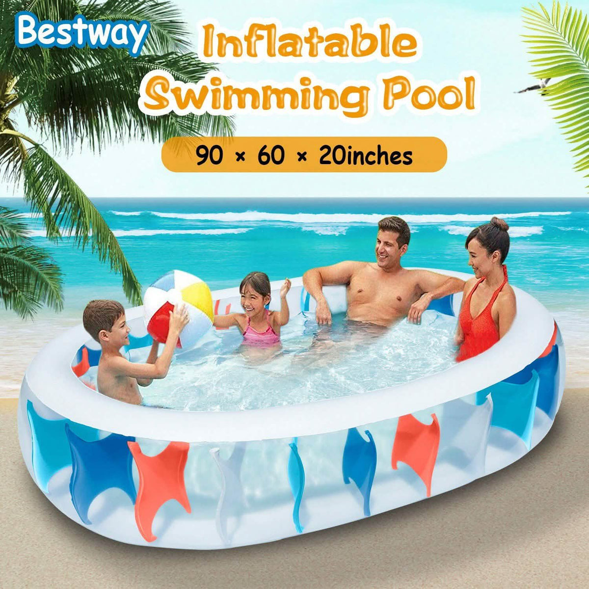 Inflatable Swimming Pool - 90x60x20" Outdoor Recreation - Tophatter Daily Deals