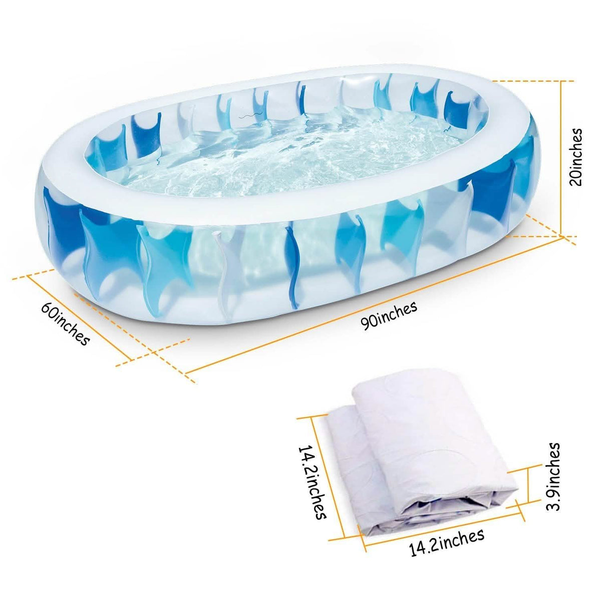 Inflatable Swimming Pool - 90x60x20" Outdoor Recreation - Tophatter Daily Deals
