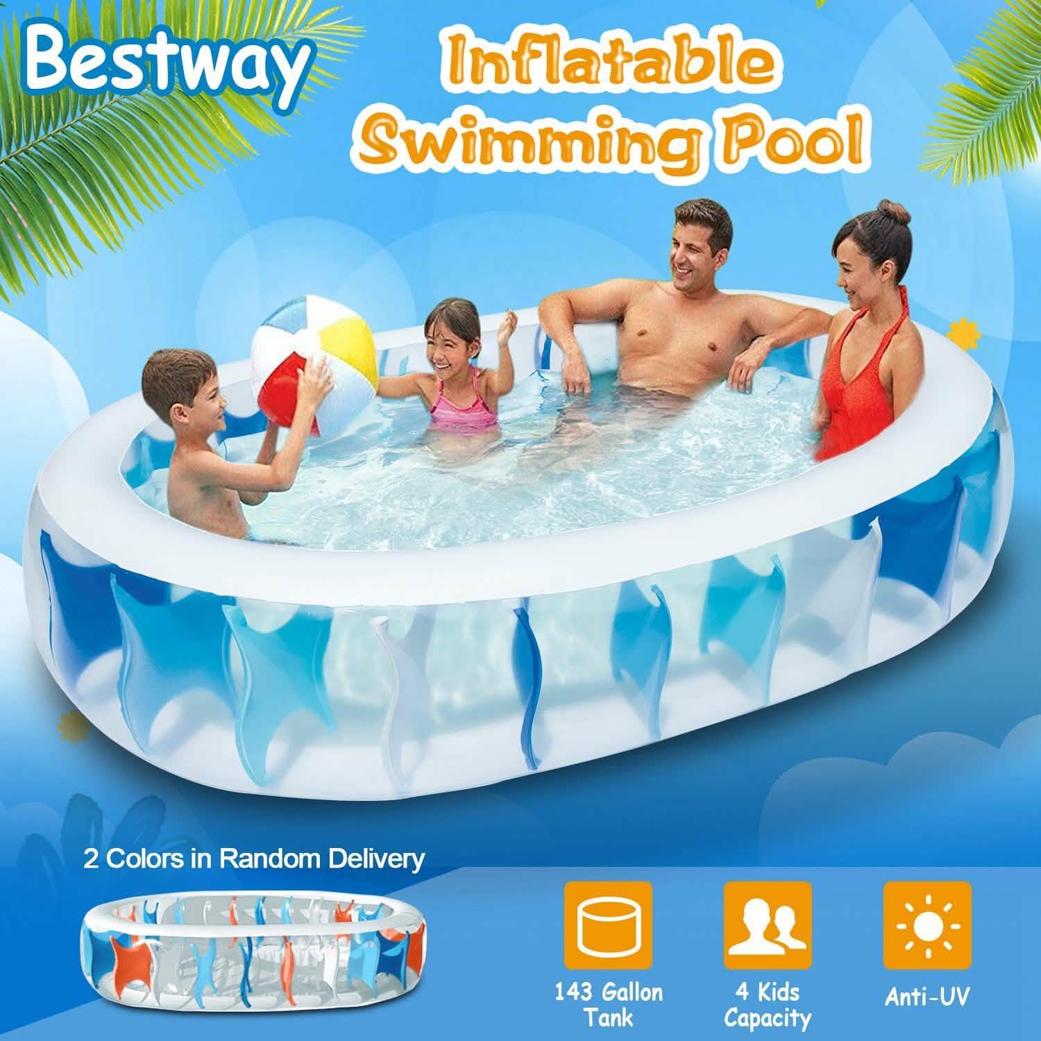 Inflatable Swimming Pool - 90x60x20" Outdoor Recreation - Tophatter Daily Deals