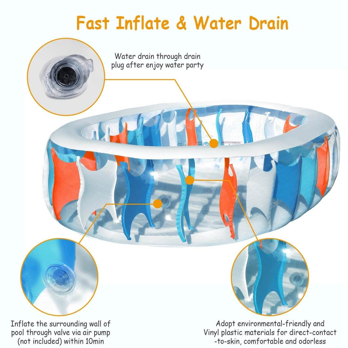 Inflatable Swimming Pool - 90x60x20" Outdoor Recreation - Tophatter Daily Deals