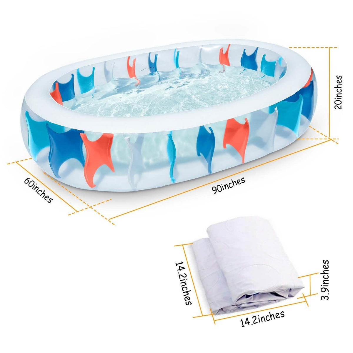 Inflatable Swimming Pool - 90x60x20" Outdoor Recreation - Tophatter Daily Deals