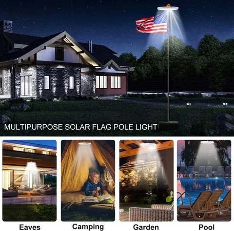 Solar Flagpole Light LED Topper Bright 700 Lumens Overnight - Tophatter Daily Deals