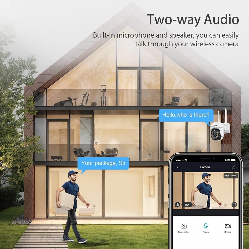 INQMEGA TUYA PTZ Camera Outdoor, 3MP Security Home Surveillance Camera with 2.4G WiFi, Waterproof IP Wireless Camera, Color Night Vision，Two-Way Audio, Motion Detection, Cloud & SD Card - Tophatter Daily Deals