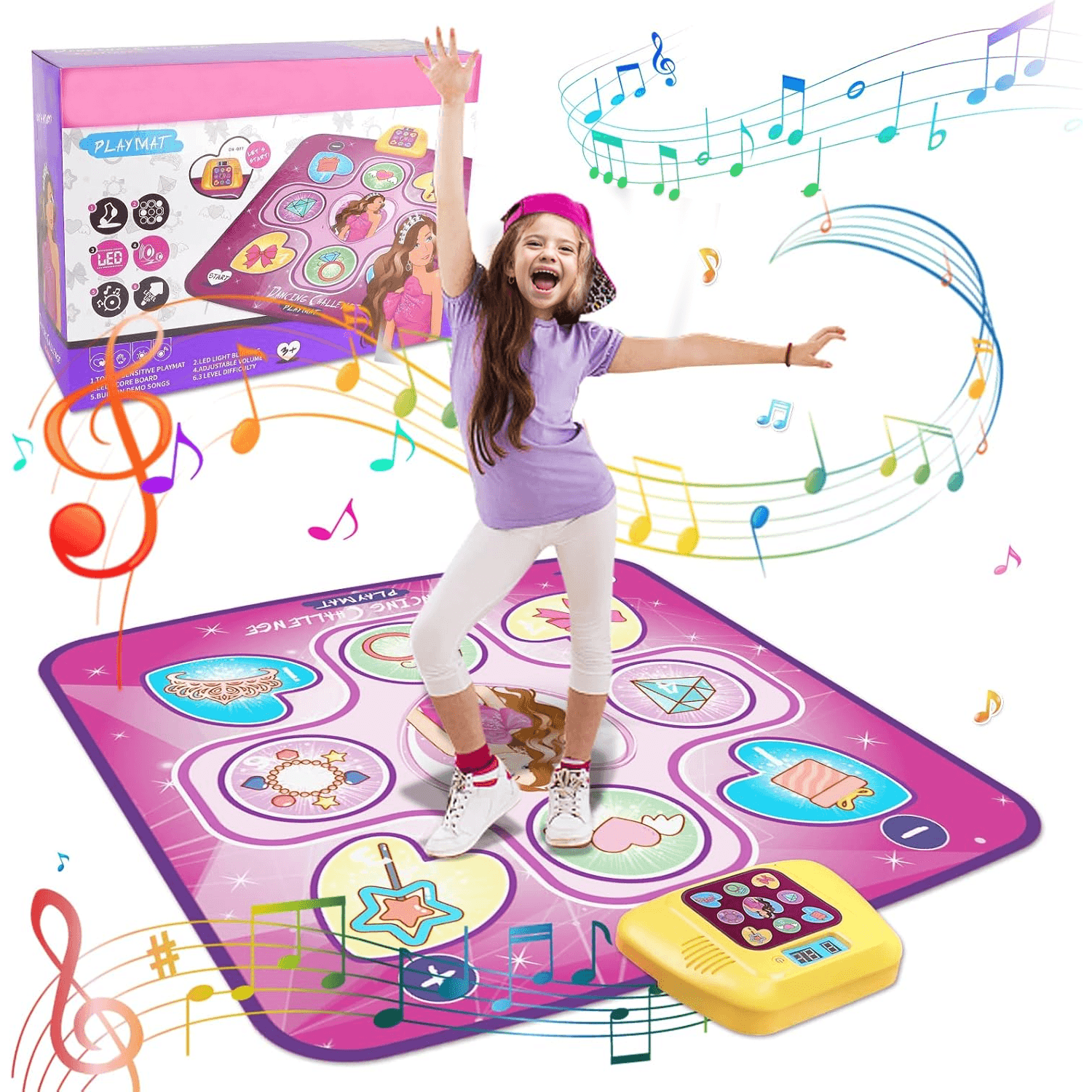 Interactive Dance Mat – LED Music Play Mat With Adjustable Volume & 5 Fun Modes For Active Play Baby & Toddler - Tophatter Daily Deals