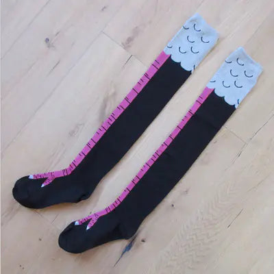 Funny Chicken Knee Socks for Spring and Autumn Rose Red A - Tophatter Daily Deals