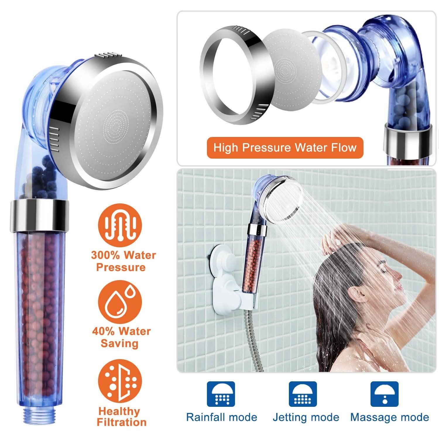 Ionic High Pressure Filter Shower Head Bath - Tophatter Daily Deals