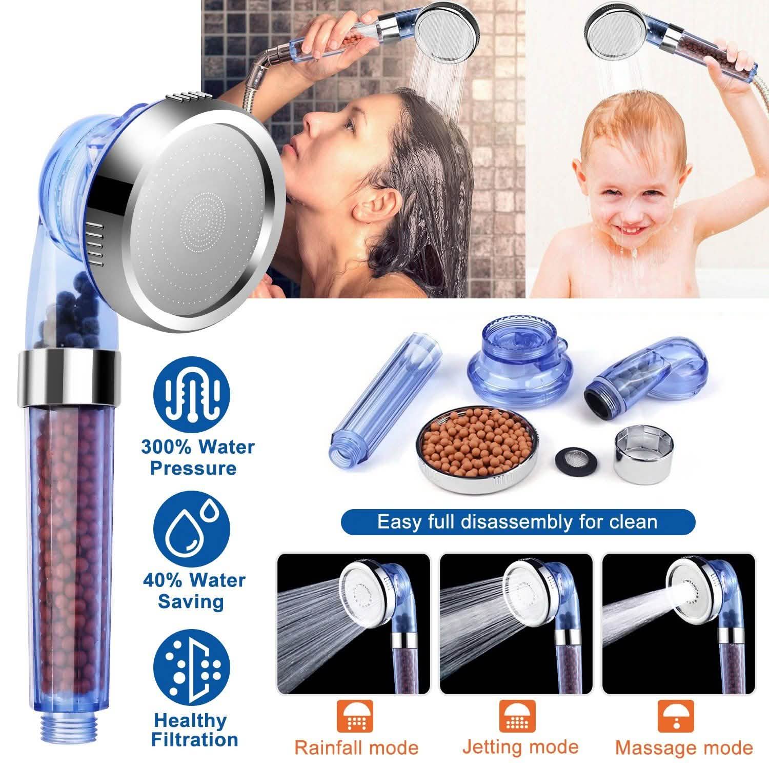 Ionic High Pressure Filter Shower Head Bath - Tophatter Daily Deals